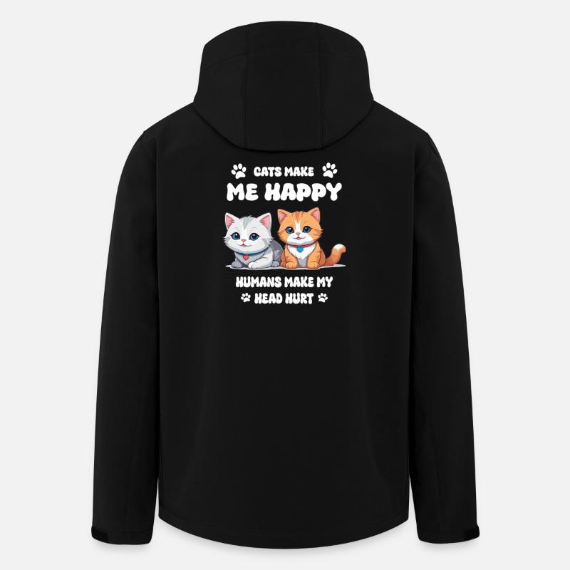 Les chats me rendent heureuse... - Veste softshell homme en polyester recyclé Stanley/Stella - noir