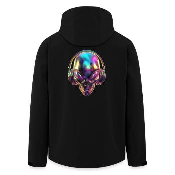 Chromatic Alien Head with Headphones - Men’s Recycled Softshell Jacket by Stanley/Stella - black - Back - AI Model Male 185 light (185cm)