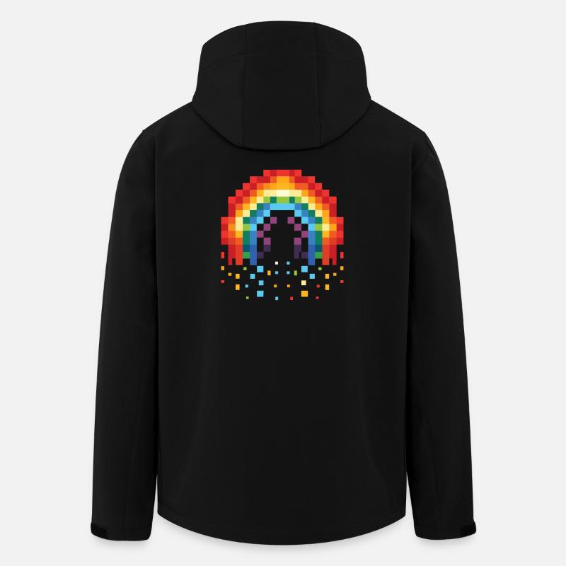 Pixel Art Rainbow 8-Bit Retro - Men’s Recycled Softshell Jacket by Stanley/Stella - black