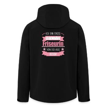 Lustiger Spruch für Friseurin – Geschenkidee - Recycelte Männer Softshell-Jacke von Stanley/Stella - Schwarz - Hinten - AI Model Male 185 light (185cm)