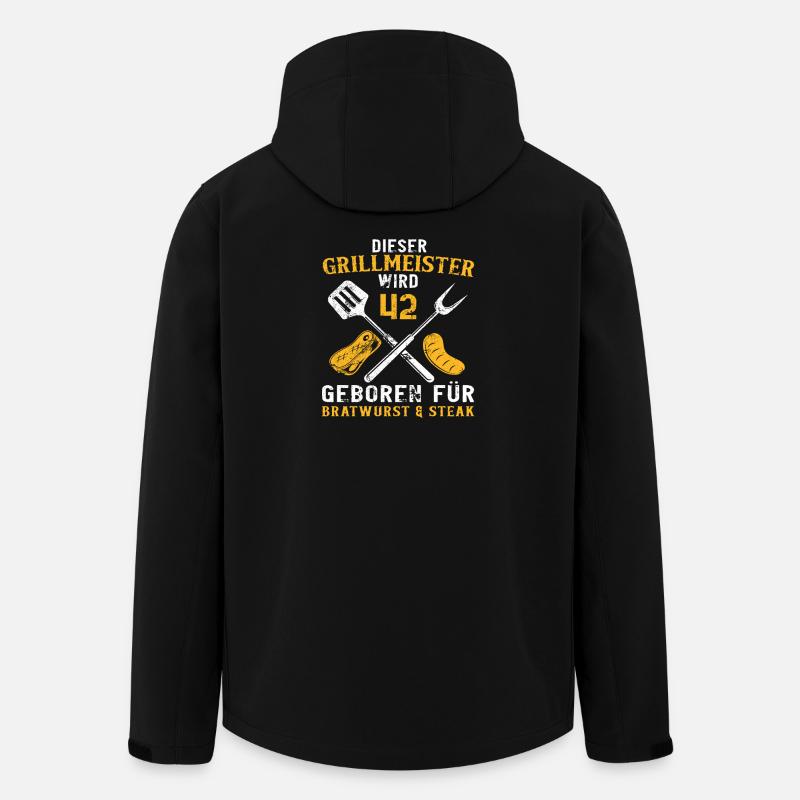 Lustig Grillen Griller 42 Geburtstag Spruch - Recycelte Männer Softshell-Jacke von Stanley/Stella - Schwarz