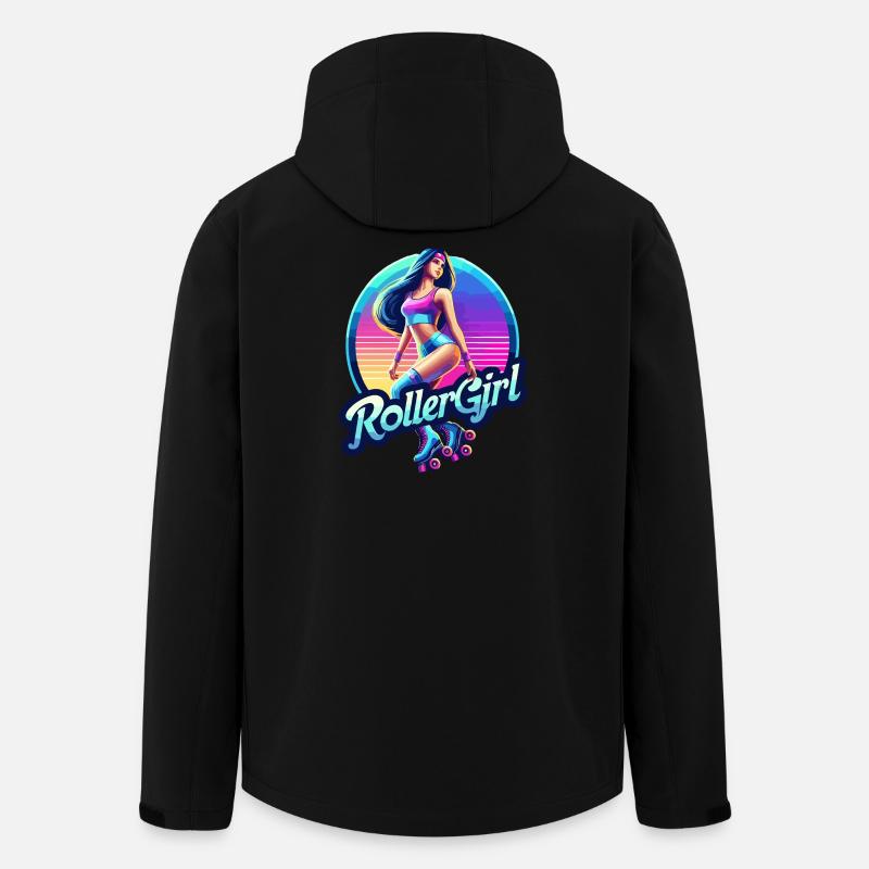 Lebendige Retro-Roller-Mädchen-Illustration - Recycelte Männer Softshell-Jacke von Stanley/Stella - Schwarz