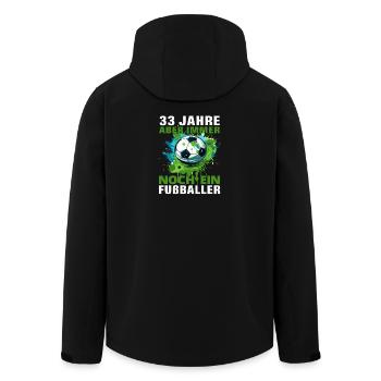 Fußballer 33 Geburtstag Fußballspieler Spruch - Recycelte Männer Softshell-Jacke von Stanley/Stella - Schwarz - Hinten - AI Model Male 185 light (185cm)