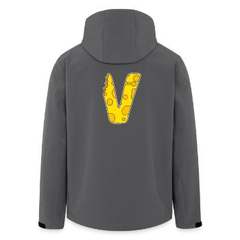 Letter V - Initial Letter V - Cheese Motif - Men’s Recycled Softshell Jacket by Stanley/Stella - black - Back - AI Model Male 185 light (185cm)