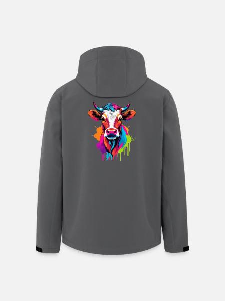 Süße bunte Kuh - Recycelte Männer Softshell-Jacke von Stanley/Stella - Schwarz