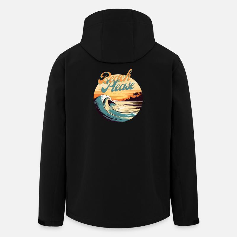 BeachPlease Retro Sunset Wave - Recycelte Männer Softshell-Jacke von Stanley/Stella - Schwarz
