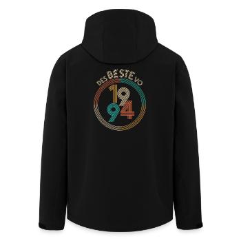 des BESTE vo 1994 - das BESTE von 1994, Geburtstag - Recycelte Männer Softshell-Jacke von Stanley/Stella - Schwarz - Hinten - AI Model Male 185 light (185cm)