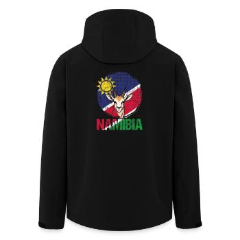 Namibia Afrika Souvenir - Recycelte Männer Softshell-Jacke von Stanley/Stella - Schwarz - Hinten - AI Model Male 185 light (185cm)