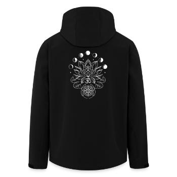 Lotus Lotusblume Mondphasen Kompass - Recycelte Männer Softshell-Jacke von Stanley/Stella - Schwarz - Hinten - AI Model Male 185 light (185cm)