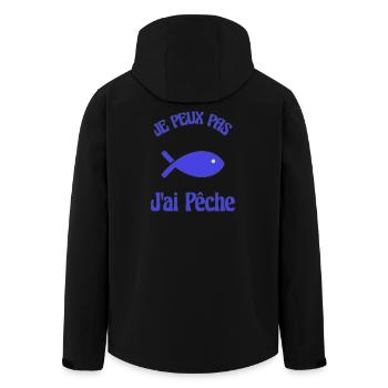 JE PEUX PAS. PÊCHE. POISSON. POISSON D'AVRIL - Veste softshell homme en polyester recyclé Stanley/Stella - noir - Dos - AI Model Male 185 light (185cm)