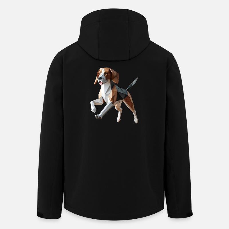 3D Geometrischer Origami-Beagle-Hund - Recycelte Männer Softshell-Jacke von Stanley/Stella - Schwarz