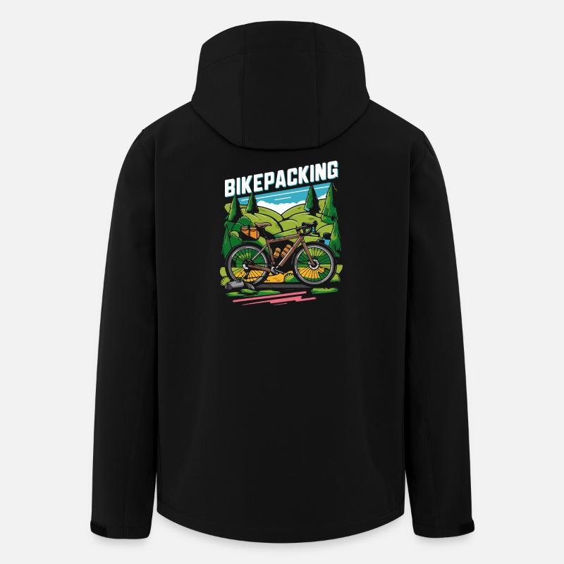 Bikepacking-Abenteuerszene - Recycelte Männer Softshell-Jacke von Stanley/Stella - Schwarz