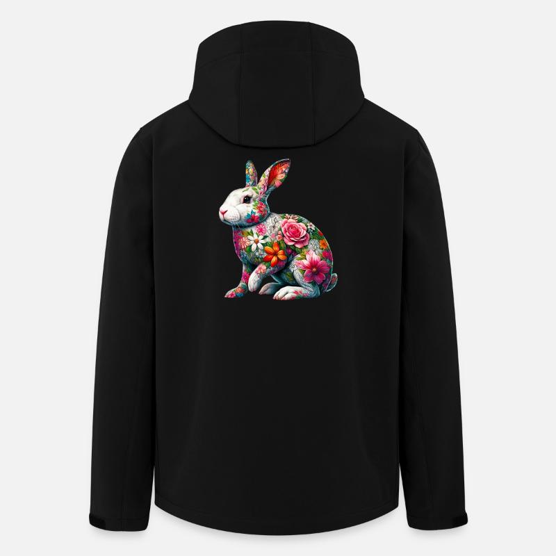 Hase mit Blumen geschmückt - Recycelte Männer Softshell-Jacke von Stanley/Stella - Schwarz