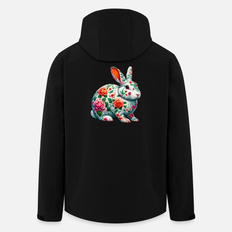 Hase mit Blumen geschmückt - Recycelte Männer Softshell-Jacke von Stanley/Stella - Schwarz