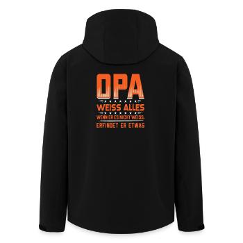 Opa weiß alles | Opa T-Shirt mit Lustigem Spruch - Recycelte Männer Softshell-Jacke von Stanley/Stella - Schwarz - Hinten - AI Model Male 185 light (185cm)