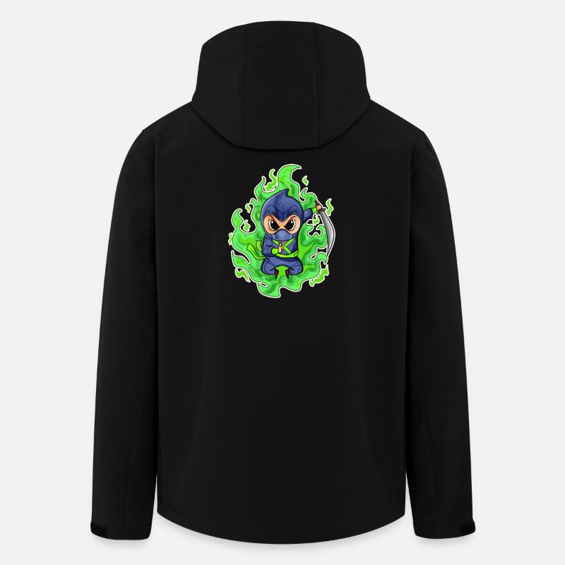 Ninja Motif Fire Green - Men’s Recycled Softshell Jacket by Stanley/Stella - black