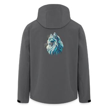 Blauer Katzenkopf, geometrische Kunst, Polygone - Recycelte Männer Softshell-Jacke von Stanley/Stella - Anthrazit - Hinten - AI Model Male 185 light (185cm)