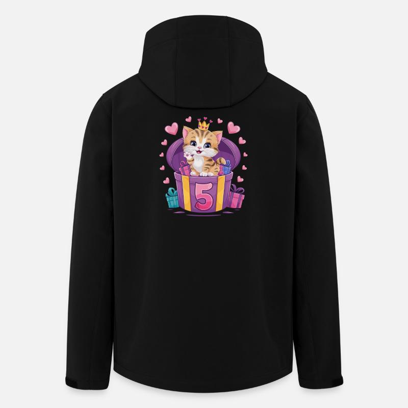 Cute Cat - 5th Birthday - 5 Years - Men’s Recycled Softshell Jacket by Stanley/Stella - black