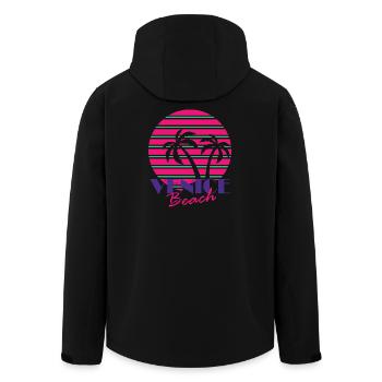 Venice Beach mit Palmen - Recycelte Männer Softshell-Jacke von Stanley/Stella - Schwarz - Hinten - AI Model Male 185 light (185cm)