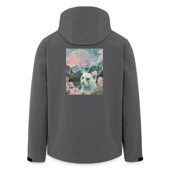 Kometenkatze zwischen blühenden Gipfeln - Recycelte Männer Softshell-Jacke von Stanley/Stella - Schwarz - Hinten - AI Model Male 185 light (185cm)