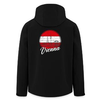 Wien Flagge - Recycelte Männer Softshell-Jacke von Stanley/Stella - Schwarz - Hinten - AI Model Male 185 light (185cm)