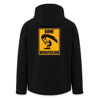 Gone Wingfoiling Vintage Surfing Sports Lover Tee - Men’s Recycled Softshell Jacket by Stanley/Stella - black - Back - AI Model Male 185 light (185cm)