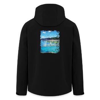 Sardinien Sardigna - Recycelte Männer Softshell-Jacke von Stanley/Stella - Schwarz - Hinten - AI Model Male 185 light (185cm)