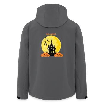 Halloween-Schloss mit Kürbissen und Mond - Recycelte Männer Softshell-Jacke von Stanley/Stella - Schwarz - Hinten - AI Model Male 185 light (185cm)