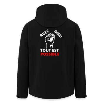 Poing revendicatif inspirant message de solidarité - Veste softshell homme en polyester recyclé Stanley/Stella - noir - Dos - AI Model Male 185 light (185cm)