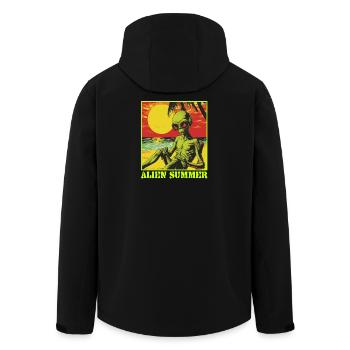 Raumfahrt, Fantasy Kunst, Alien im Sommer, Urlaub - Recycelte Männer Softshell-Jacke von Stanley/Stella - Schwarz - Hinten - AI Model Male 185 light (185cm)