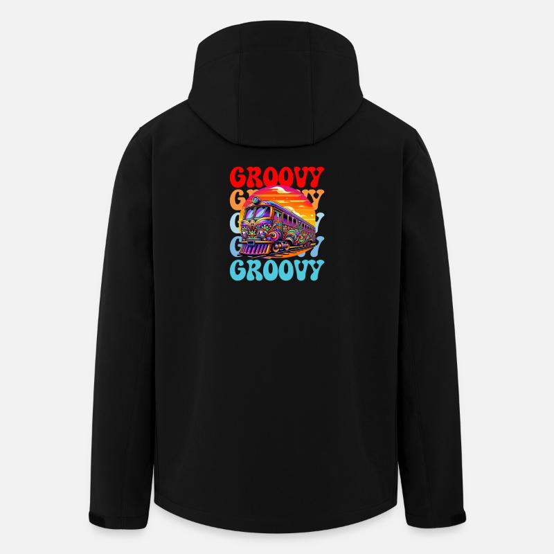 Groovy Psychedelischer Bus - Recycelte Männer Softshell-Jacke von Stanley/Stella - Schwarz