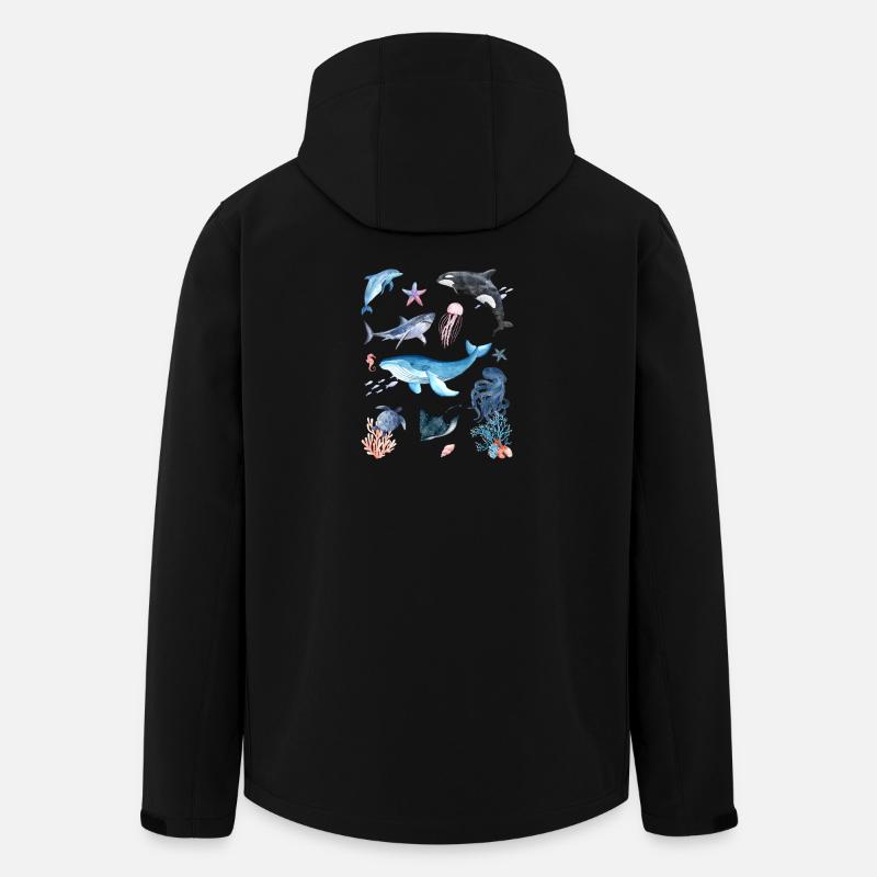 Underwater world, marine animals - Men’s Recycled Softshell Jacket by Stanley/Stella - black