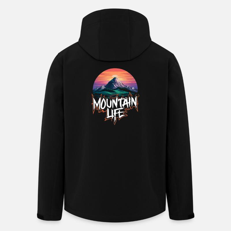 Atemberaubender Bergmond mit Sonnenuntergang - Recycelte Männer Softshell-Jacke von Stanley/Stella - Schwarz