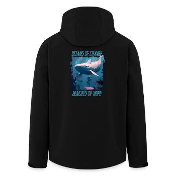 Badestrand & Meer plastikfrei gegen Verschmutzung - Recycelte Männer Softshell-Jacke von Stanley/Stella - Schwarz - Hinten - AI Model Male 185 light (185cm)