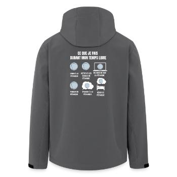 Ce Que Je Fais Durant Mon Temps Libre - pétanque - Veste softshell homme en polyester recyclé Stanley/Stella - charbon - Dos - AI Model Male 185 light (185cm)