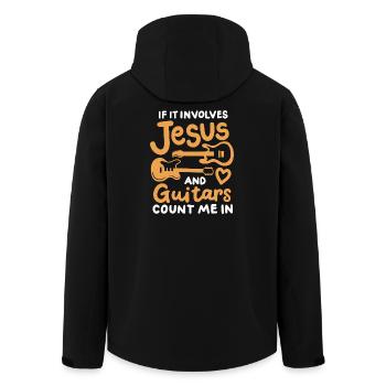 Gitarren Gitarrenspieler Christ - Recycelte Männer Softshell-Jacke von Stanley/Stella - Schwarz - Hinten - AI Model Male 185 light (185cm)