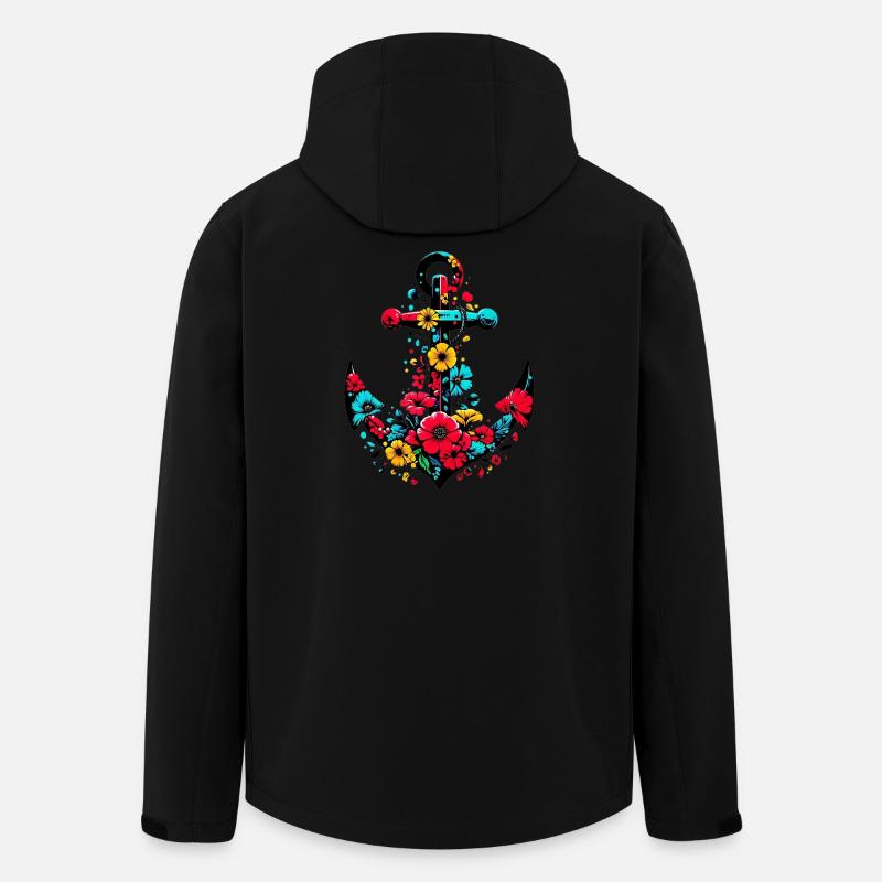 Ein Anker mit Blumen - Recycelte Männer Softshell-Jacke von Stanley/Stella - Schwarz