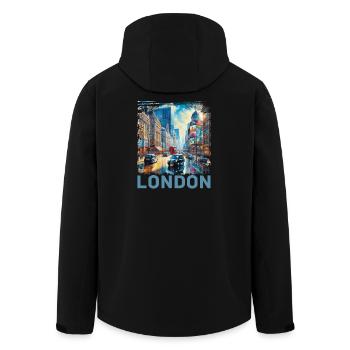 London - Men’s Recycled Softshell Jacket by Stanley/Stella - black - Back - AI Model Male 185 light (185cm)