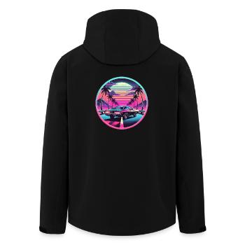 Retro Sunset Muscle Car Driving - Men’s Recycled Softshell Jacket by Stanley/Stella - black - Back - AI Model Male 185 light (185cm)