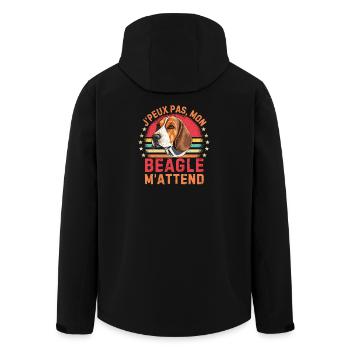 Chien de race beagle - Veste softshell homme en polyester recyclé Stanley/Stella - noir - Dos - AI Model Male 185 light (185cm)