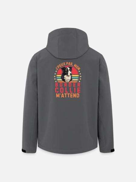 Mon Border collie - Veste softshell homme en polyester recyclé Stanley/Stella - noir