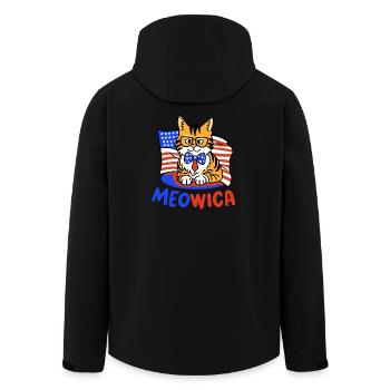Katze amerikanische Flagge 4. Juli - Recycelte Männer Softshell-Jacke von Stanley/Stella - Schwarz - Hinten - AI Model Male 185 light (185cm)