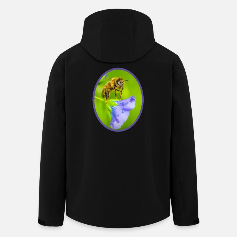 Abeille sur fleur violette - ovale - Veste softshell homme en polyester recyclé Stanley/Stella - noir