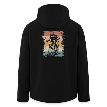 Moto rétro motard symbole vintage Cafe racer - Veste softshell homme en polyester recyclé Stanley/Stella - noir - Dos - AI Model Male 185 light (185cm)