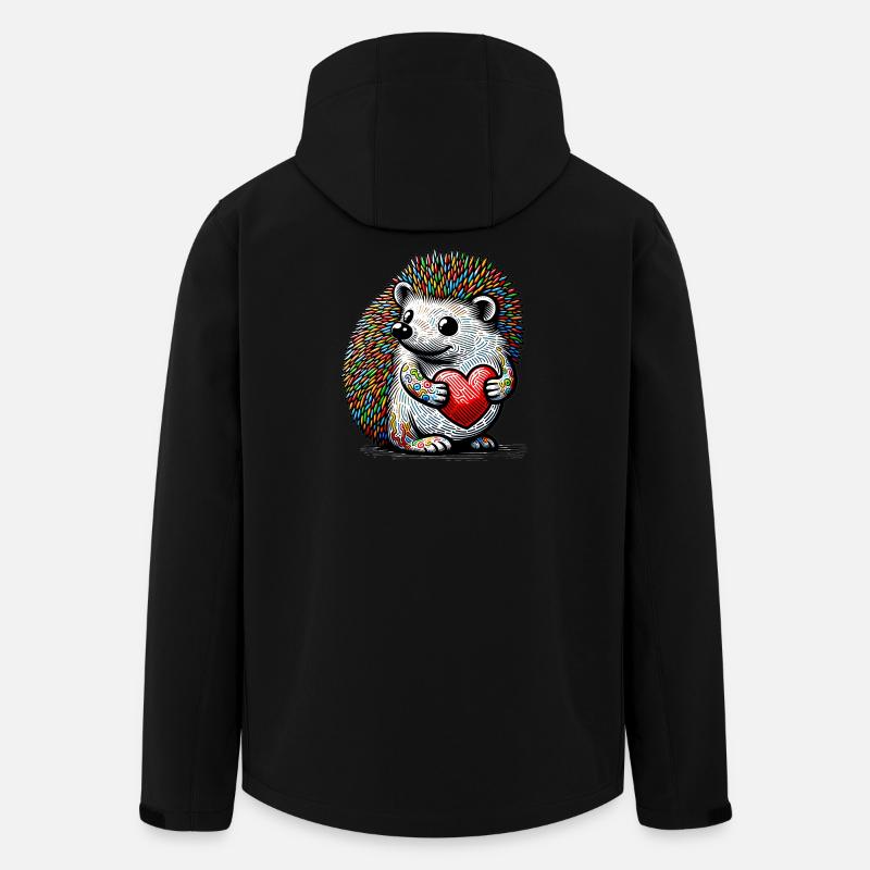 Hedgehog with Heart - Men’s Recycled Softshell Jacket by Stanley/Stella - black