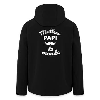 Humorous quote Papa du Monde - Men’s Recycled Softshell Jacket by Stanley/Stella - black - Back - AI Model Male 185 light (185cm)