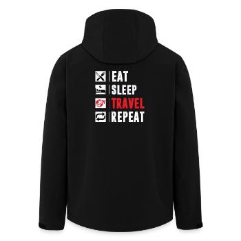 Eat SleepTravel Repeat Shirt For MEn Women And Kid - Recycelte Männer Softshell-Jacke von Stanley/Stella - Schwarz - Hinten - AI Model Male 185 light (185cm)