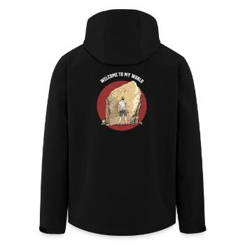stylisches Boulder T-Shirt Junge beim felsklettern - Recycelte Männer Softshell-Jacke von Stanley/Stella - Schwarz - Hinten - AI Model Male 185 light (185cm)