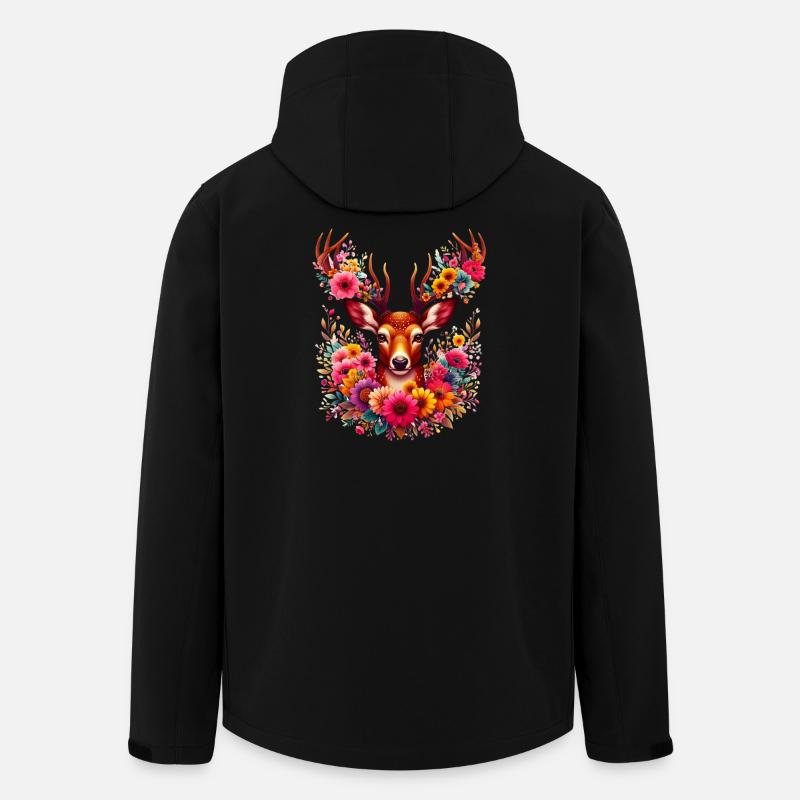 Hirsch mit Blumen geschmückt - Recycelte Männer Softshell-Jacke von Stanley/Stella - Schwarz