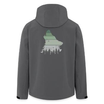 Wolf Wald retro Baum vintage Jaulen Hund Symbol - Recycelte Männer Softshell-Jacke von Stanley/Stella - Schwarz - Hinten - AI Model Male 185 light (185cm)